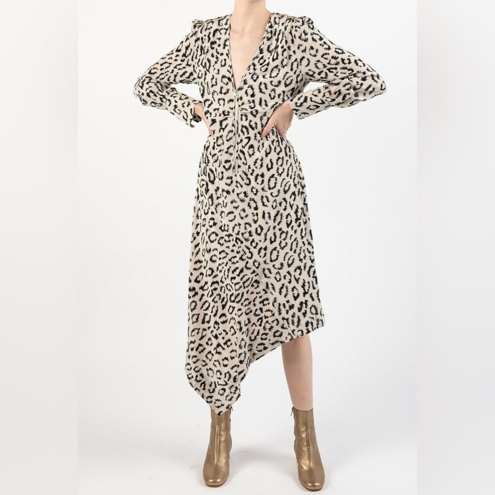 A.L.C. Asymmetrical Leopard Print Dress - Black and White - Picture 2 of 14